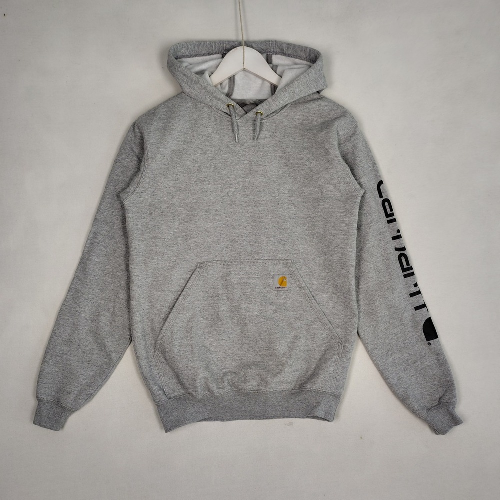Carhartt K288 Loose Fit Midweight Logo Sleeve Pullover Hoodie Gray XS TS0288-M